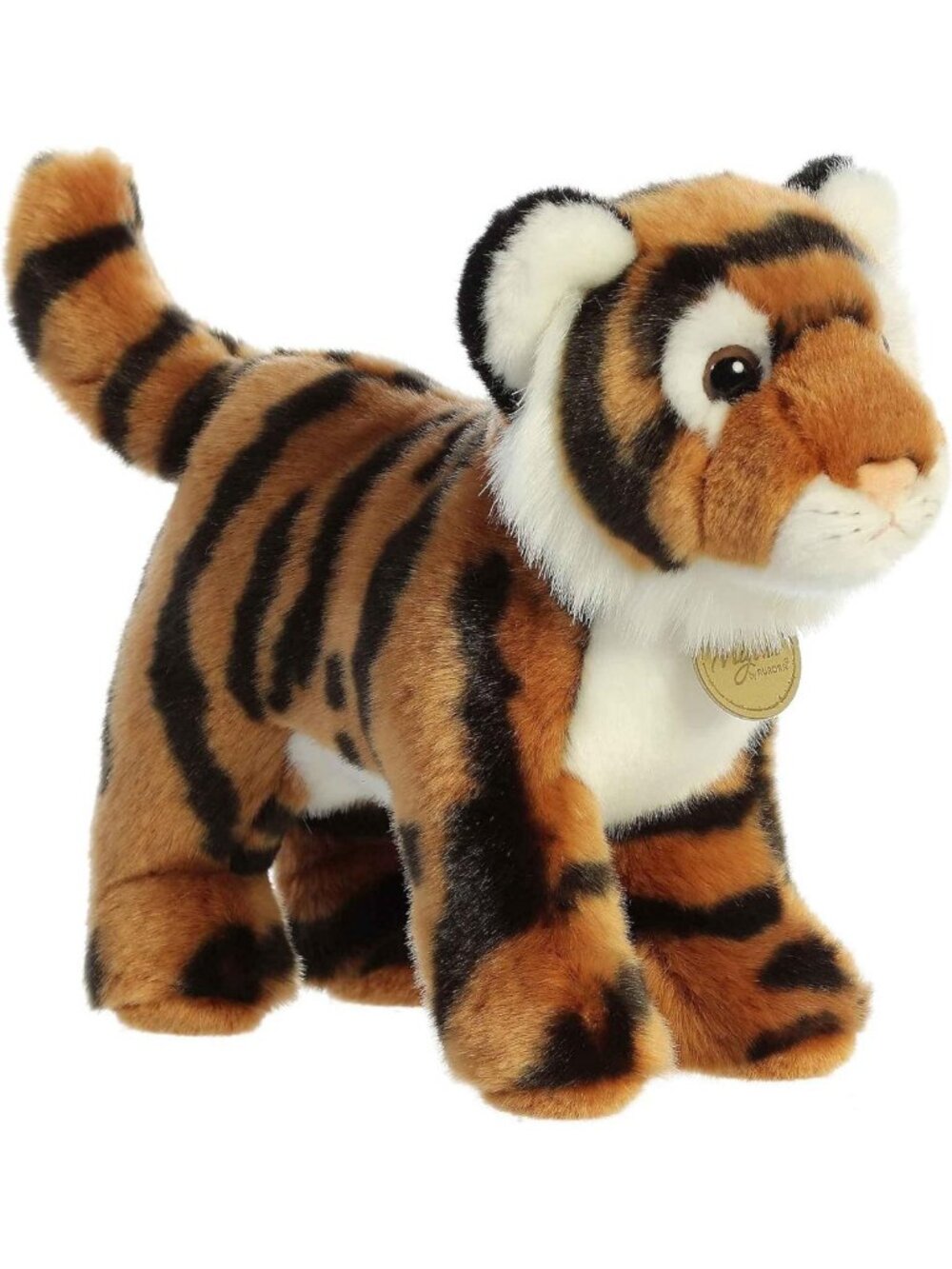 Lifelike 9" Bengal Tiger Stuffed Animal - Realistic Plush Toy for Kids & Decor